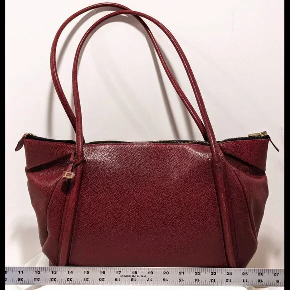Amazing 1980s DELVAUX Burgundy Red Leather Large Dbl Handle Zip-Up Belgian Purse - Picture 2 of 9